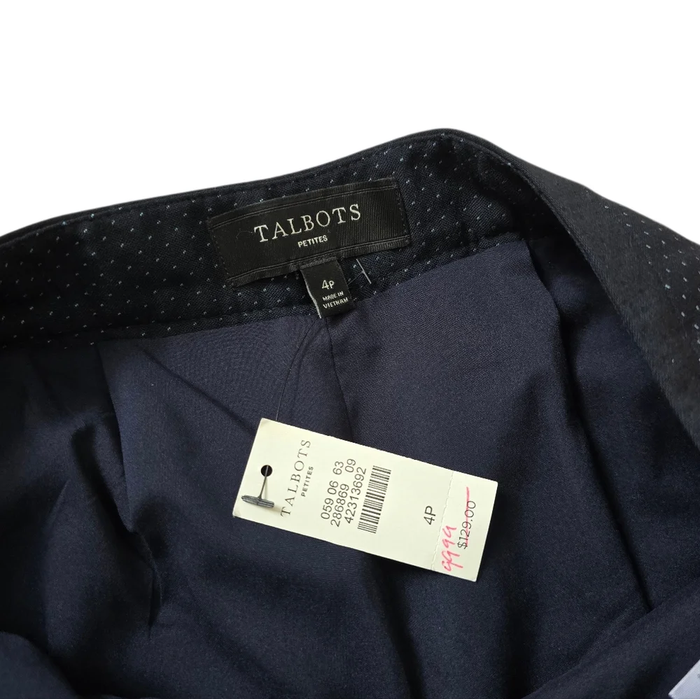 Talbots Micro Dot Midnight Blue Straight Leg Trousers